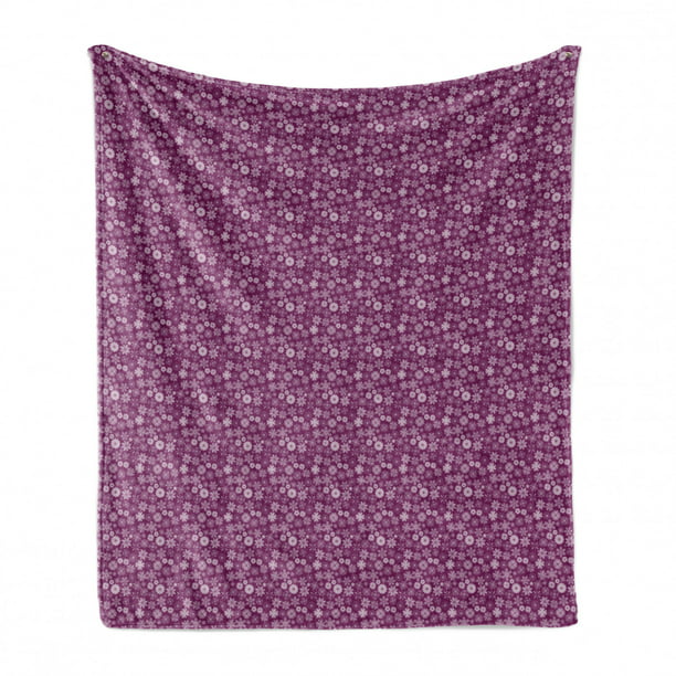 Ambesonne Purple Soft Flannel Fleece Throw Blanket 60 x 80 Cozy Plush for Indoor and Outdoor Use Dark Magenta Baby Pink Abstract Plenitude Consecutive Little Spring Flower Blossom Composition 